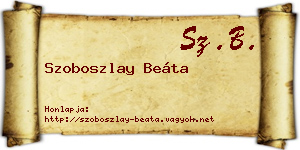 Szoboszlay Beáta névjegykártya